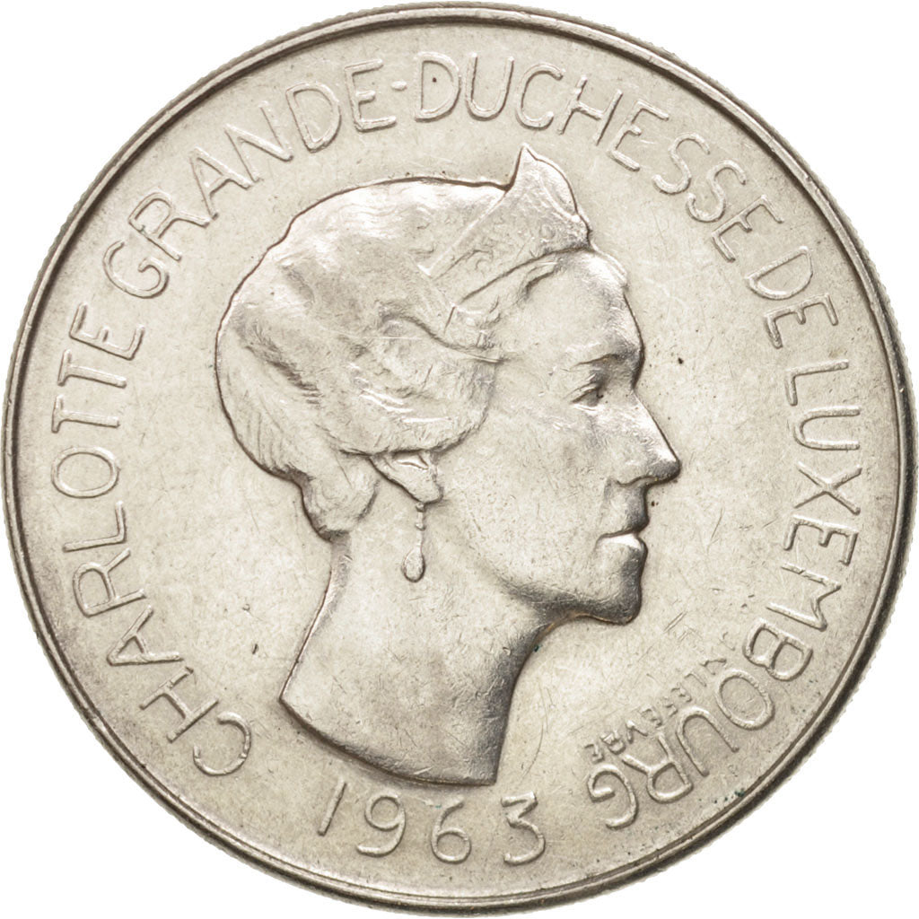 Luxembourg, Charlotte, 100 Francs, 1963, AU(50-53), Silver, KM:52