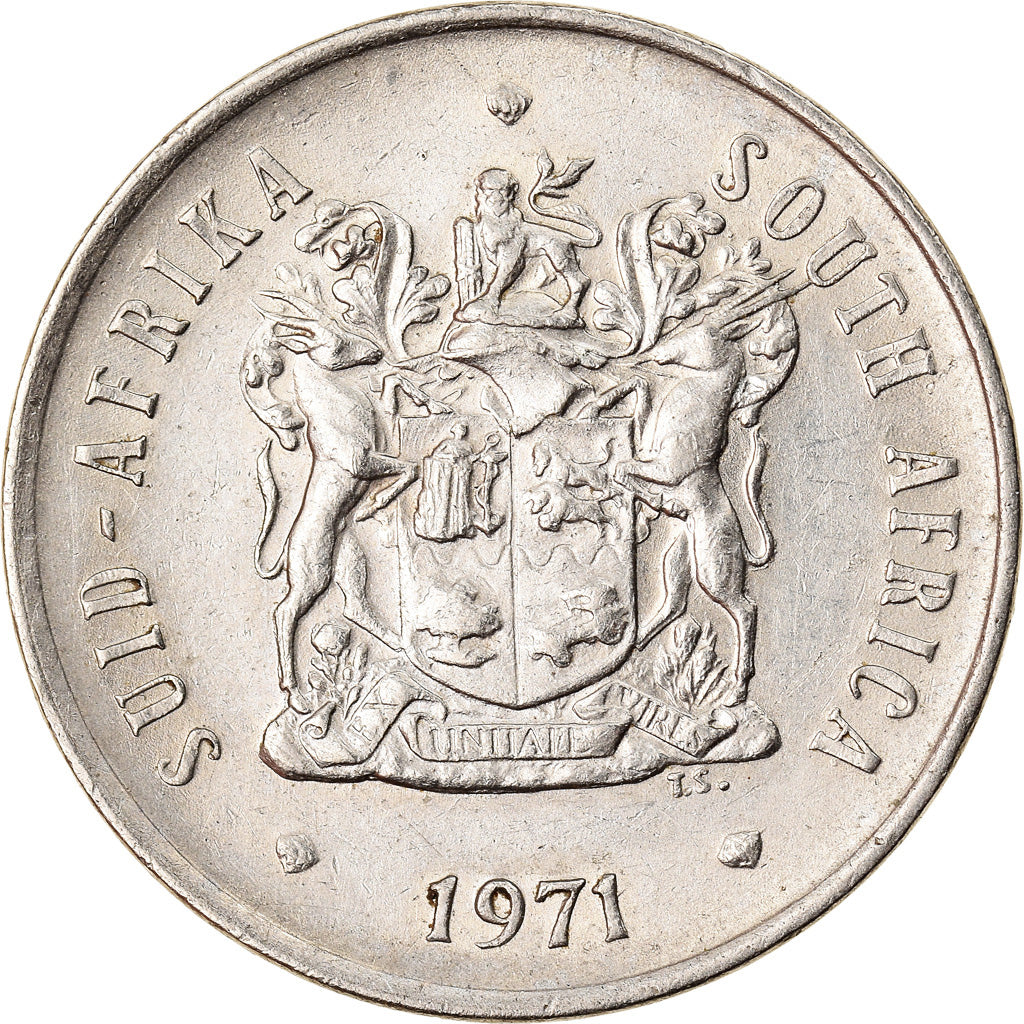 Munten, Zuid Afrika, 20 Cents, 1971, ZF, Nickel, KM:86