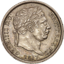 Great Britain, George III, Shilling, 1817, AU(55-58), Silver, KM:666