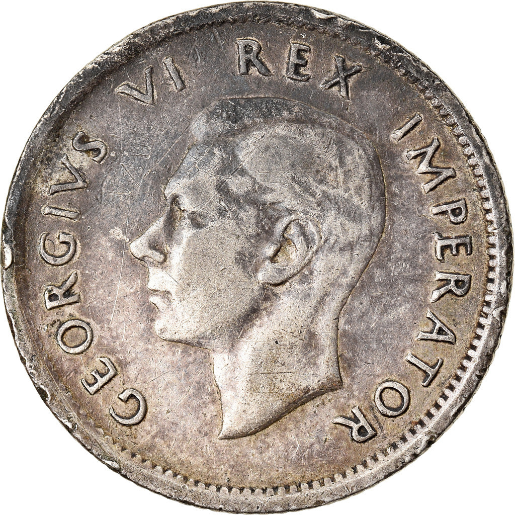 Munten, Zuid Afrika, George VI, 6 Pence, 1942, ZF, Zilver, KM:27
