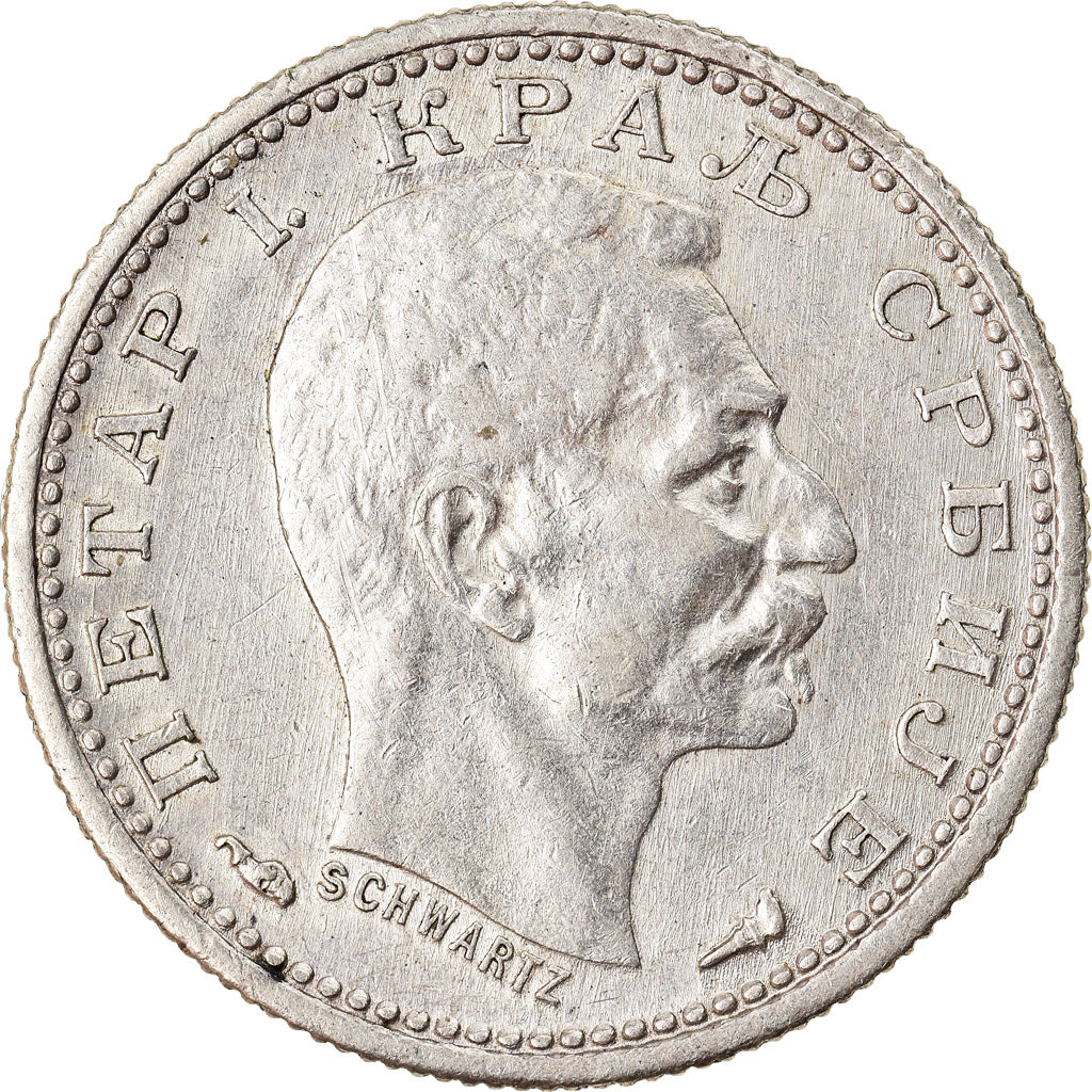 Coin, Serbia, Peter I, 50 Para, 1915, Gorham Mfg. Co., AU(55-58), Silver