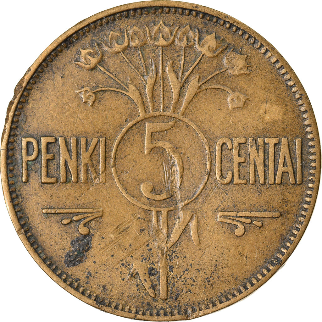 Coin, Lithuania, 5 Centai, 1925, King's Norton, EF(40-45), Aluminum-Bronze