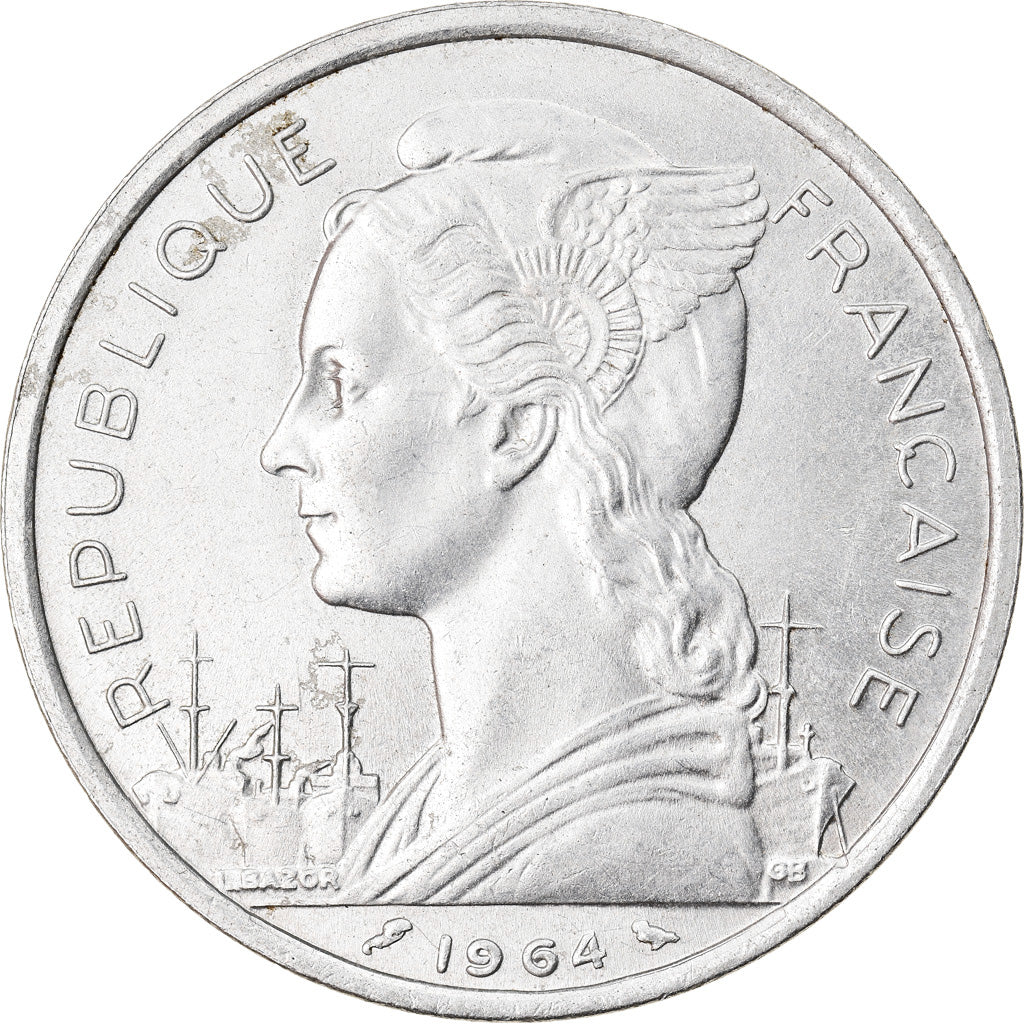 Coin, Comoros, 5 Francs, 1964, Paris, AU(50-53), Aluminum, KM:6