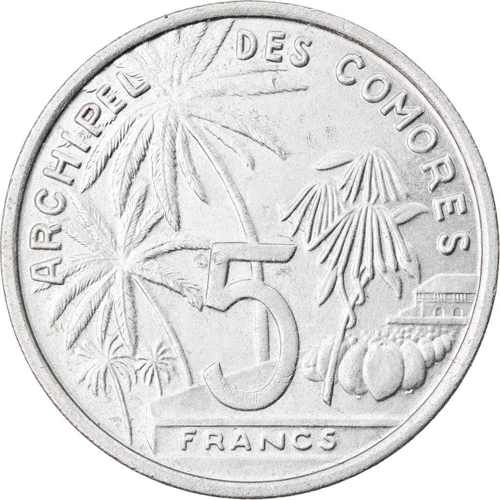 Coin, Comoros, 5 Francs, 1964, Paris, AU(50-53), Aluminum, KM:6