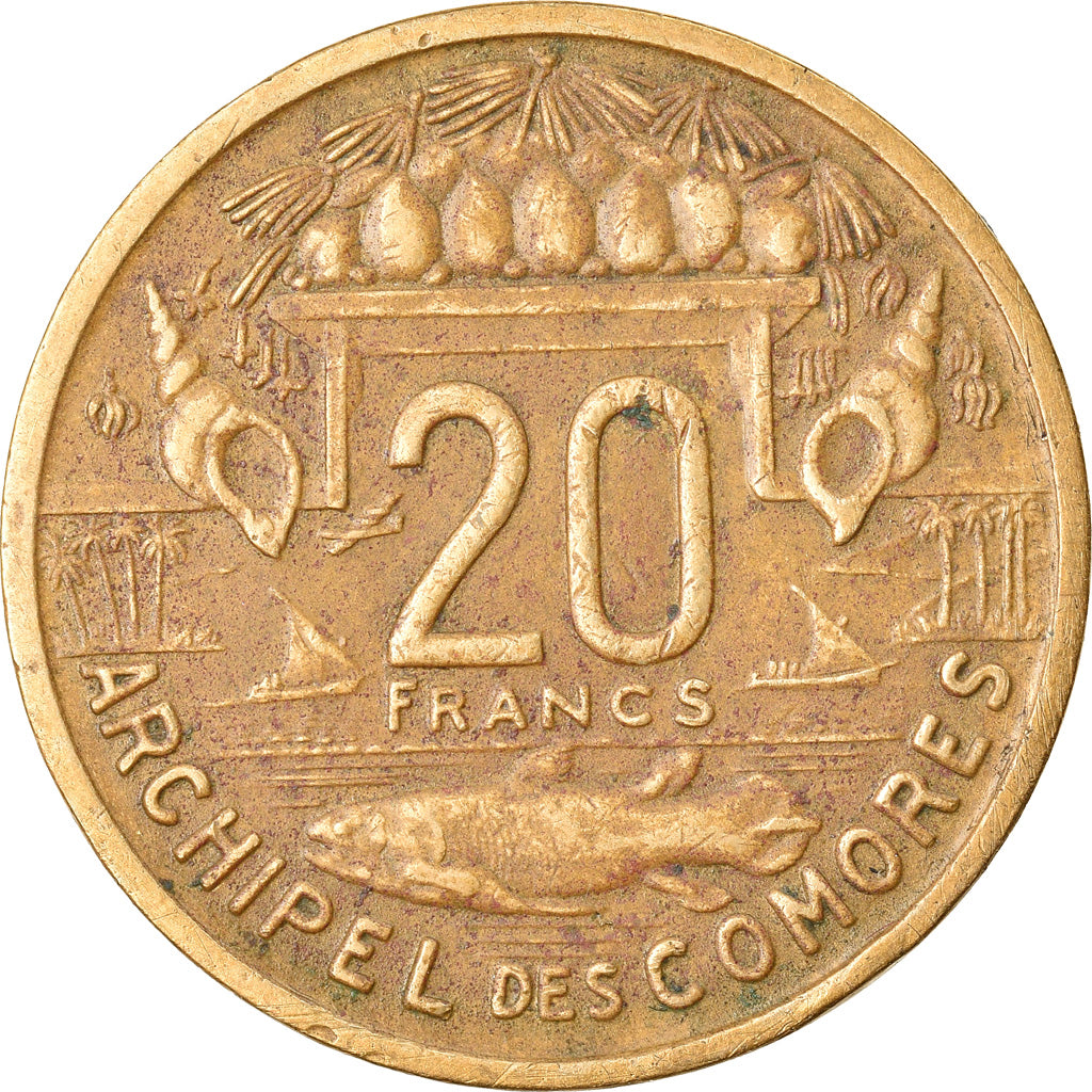 Coin, Comoros, 20 Francs, 1964, Paris, EF(40-45), Aluminum-Bronze, KM:8