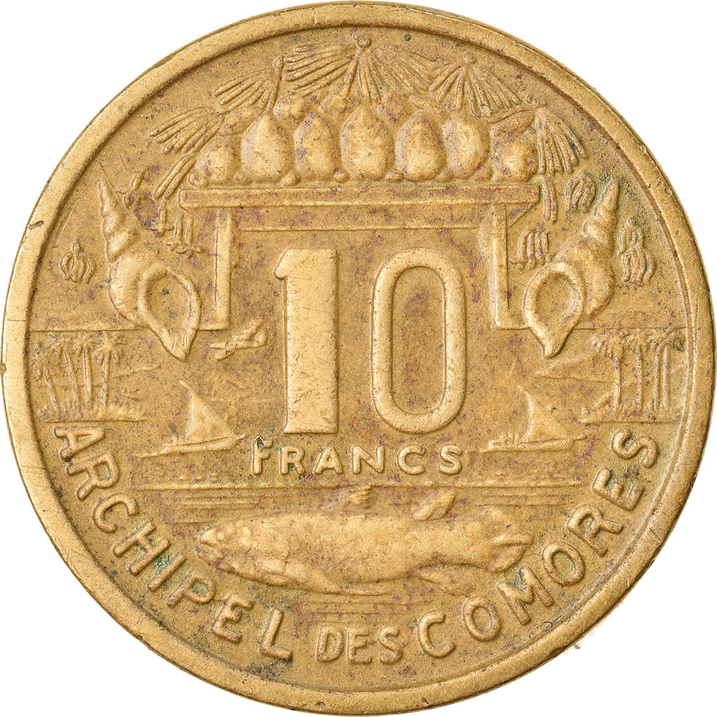 Coin, Comoros, 10 Francs, 1964, Paris, EF(40-45), Aluminum-Bronze, KM:7