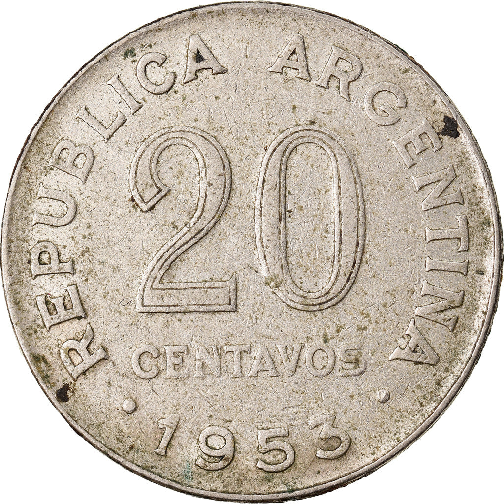 Monnaie, Argentine, 20 Centavos, 1953, TTB, Nickel Clad Steel, KM:48a