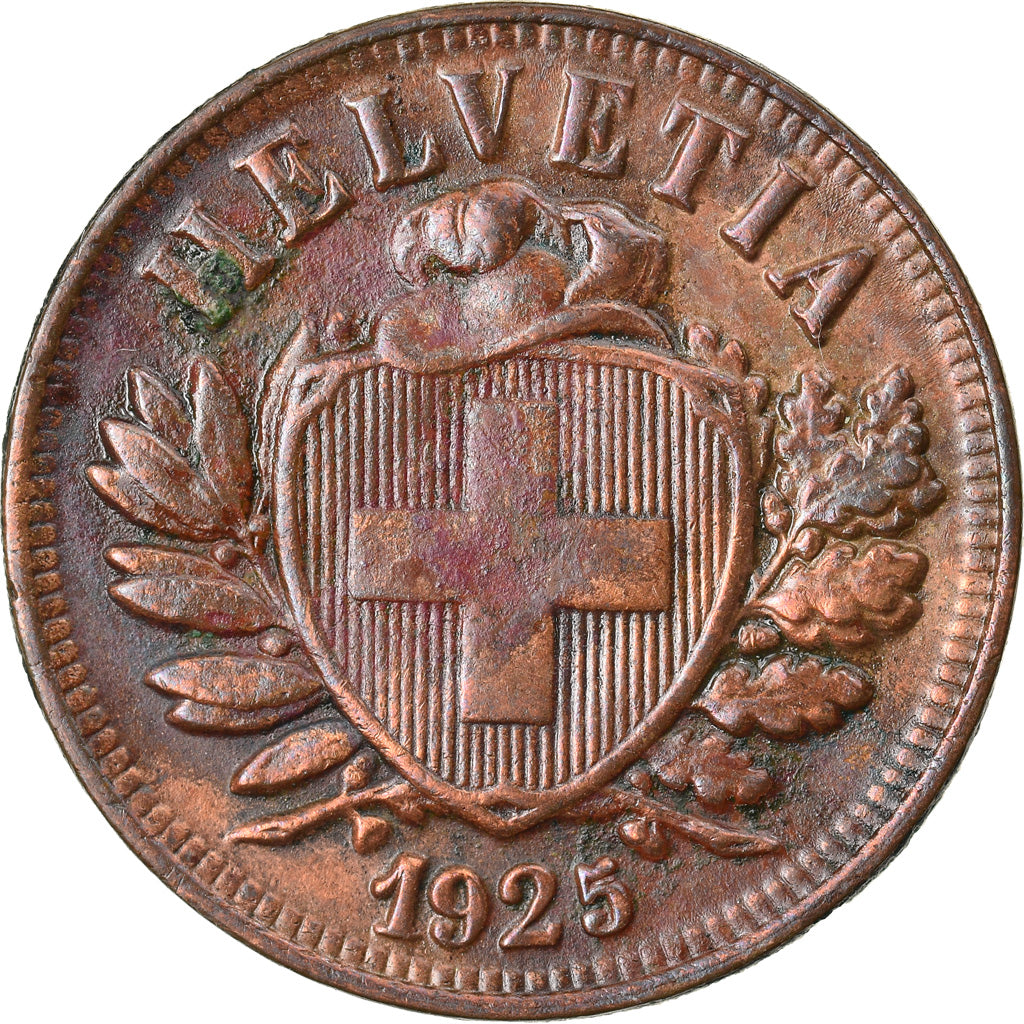 Coin, Switzerland, 2 Rappen, 1925, Bern, AU(55-58), Bronze, KM:4.2