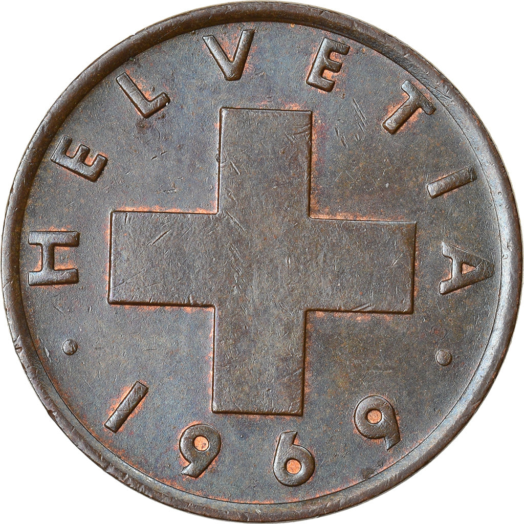 Coin, Switzerland, Rappen, 1969, Bern, AU(50-53), Bronze, KM:46