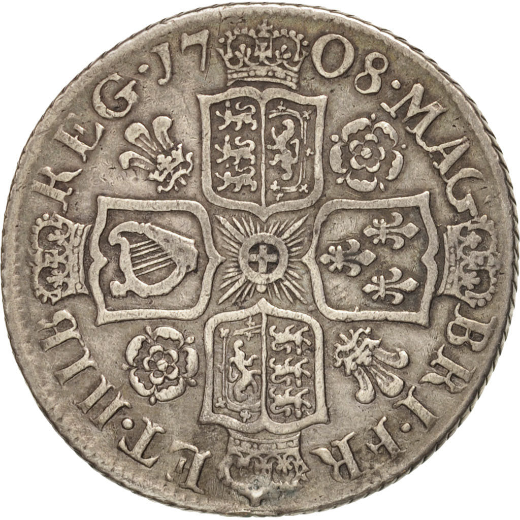 Great Britain, Anne, Shilling, 1708, VF(30-35), Silver, KM:523.4