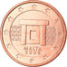 Malta, Euro Cent, 2008, Paris, SPL, Acciaio placcato rame, KM:125