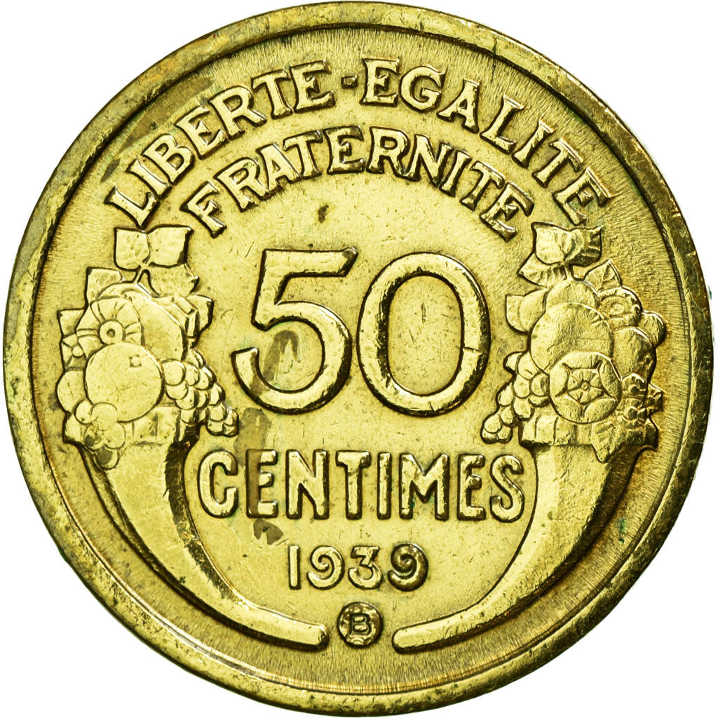 Coin, France, Morlon, 50 Centimes, 1939, Brussels, EF(40-45), Aluminum-Bronze