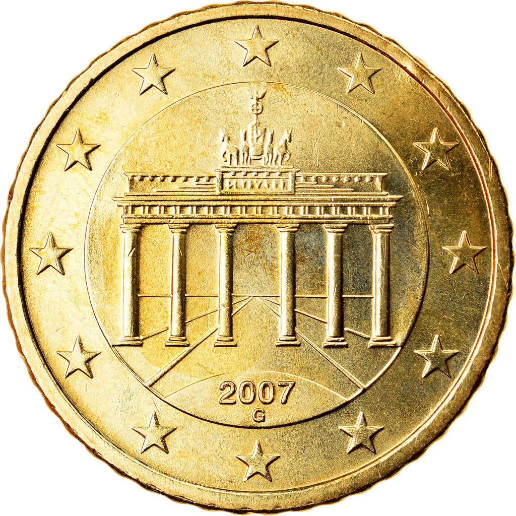 GERMANY - FEDERAL REPUBLIC, 50 Euro Cent, 2007, Karlsruhe, MS(63), Brass, KM:256