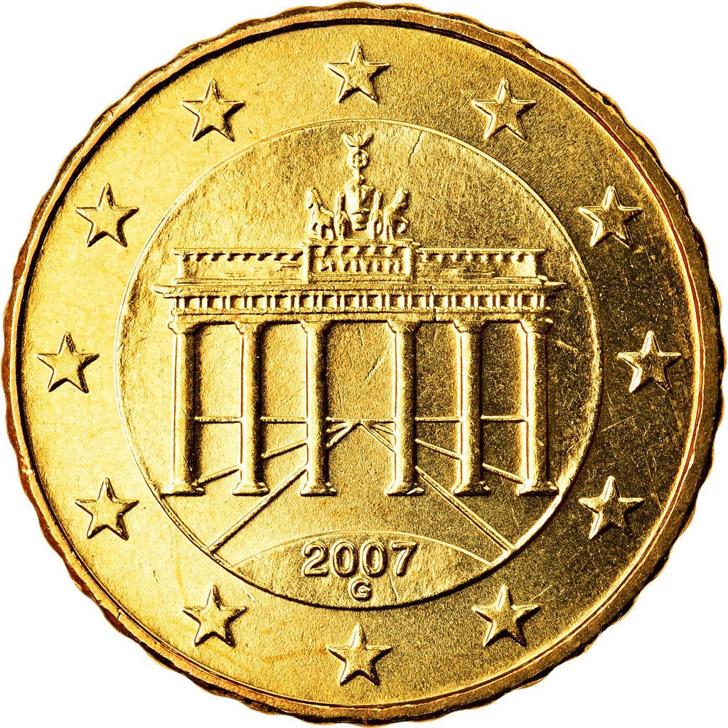 Bundesrepublik Deutschland, 10 Euro Cent, 2007, Karlsruhe, UNZ, Messing, KM:254