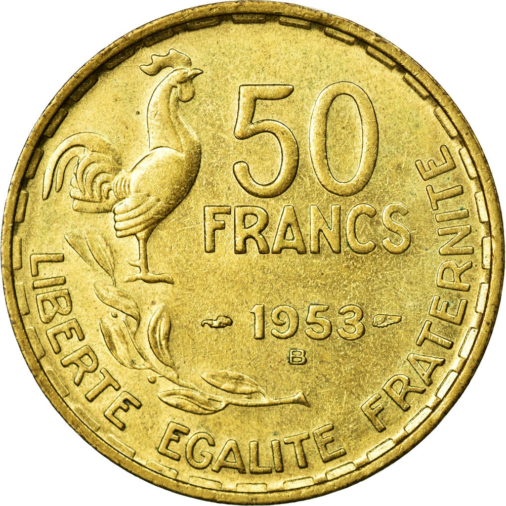 Coin, France, Guiraud, 50 Francs, 1953, Beaumont le Roger, AU(50-53)