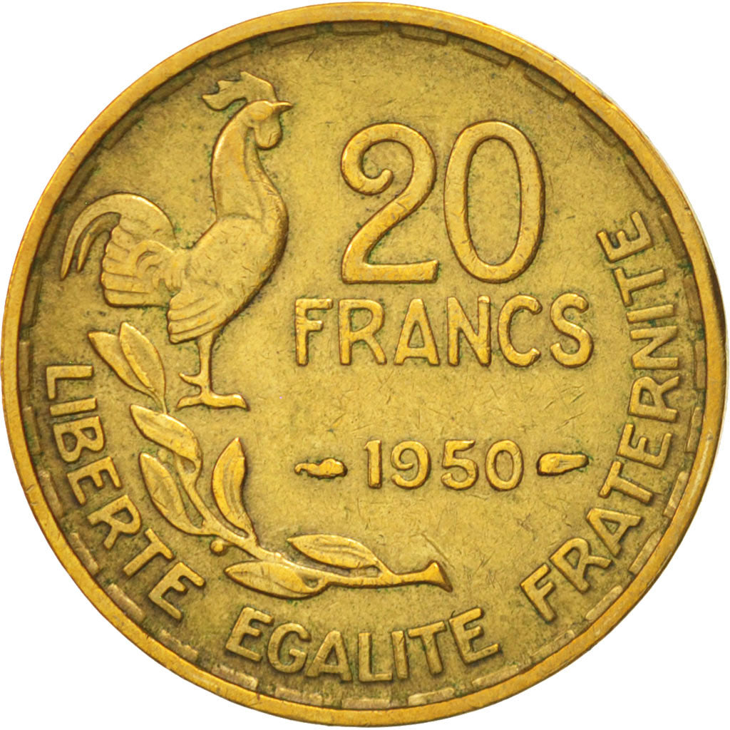 France, Guiraud, 20 Francs, 1950, Paris, EF(40-45), KM:916.1, Gadoury 864