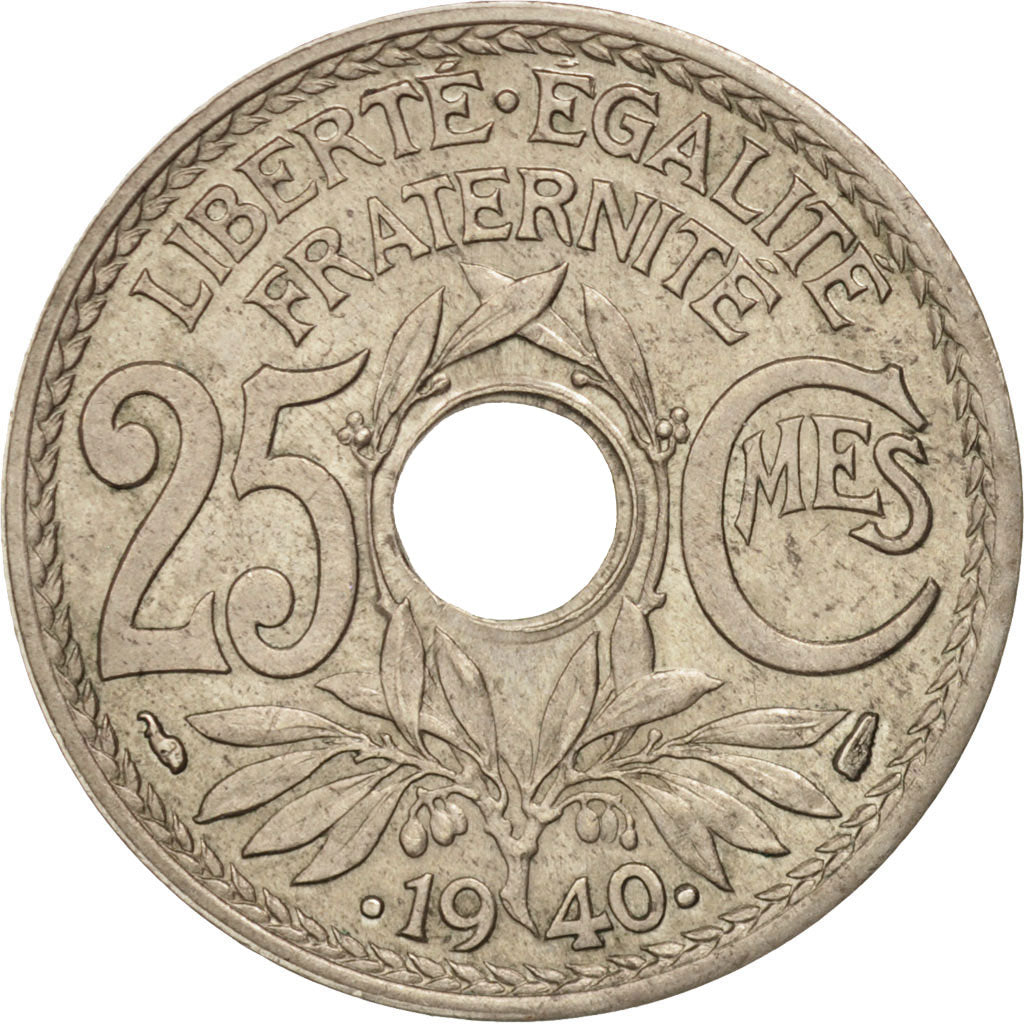 Coin, France, Lindauer, 25 Centimes, 1940, AU(50-53), Nickel-Bronze, KM:867b