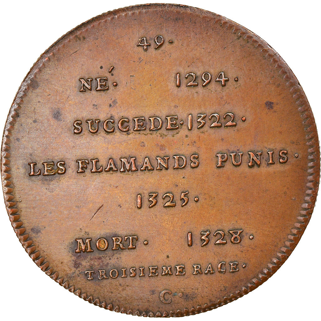 Francia, medaglia, Les Rois de France, Charles IV, History, BB+, Rame