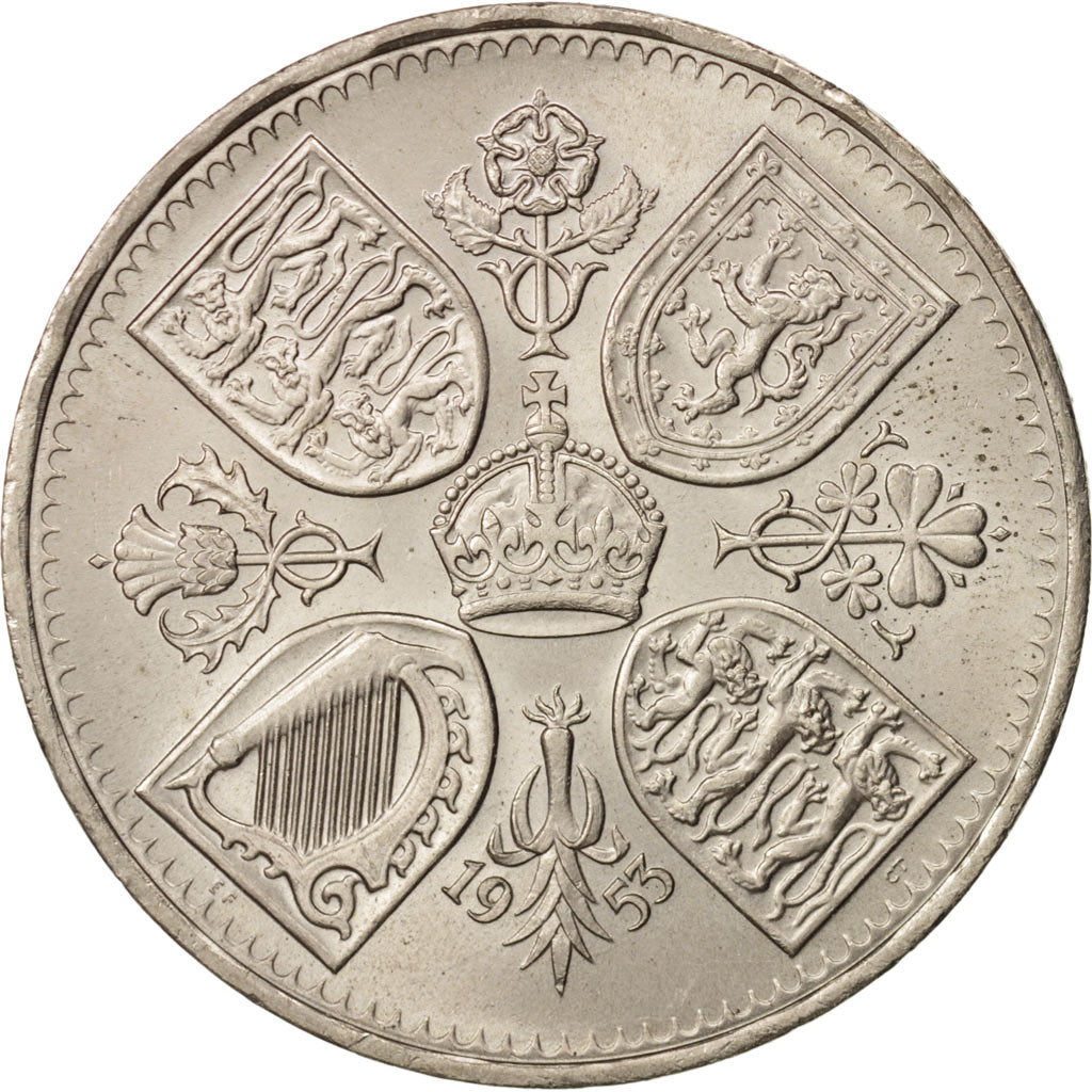 Grande-Bretagne, Elizabeth II, Crown, 1953, TTB+, Copper-nickel, KM:894