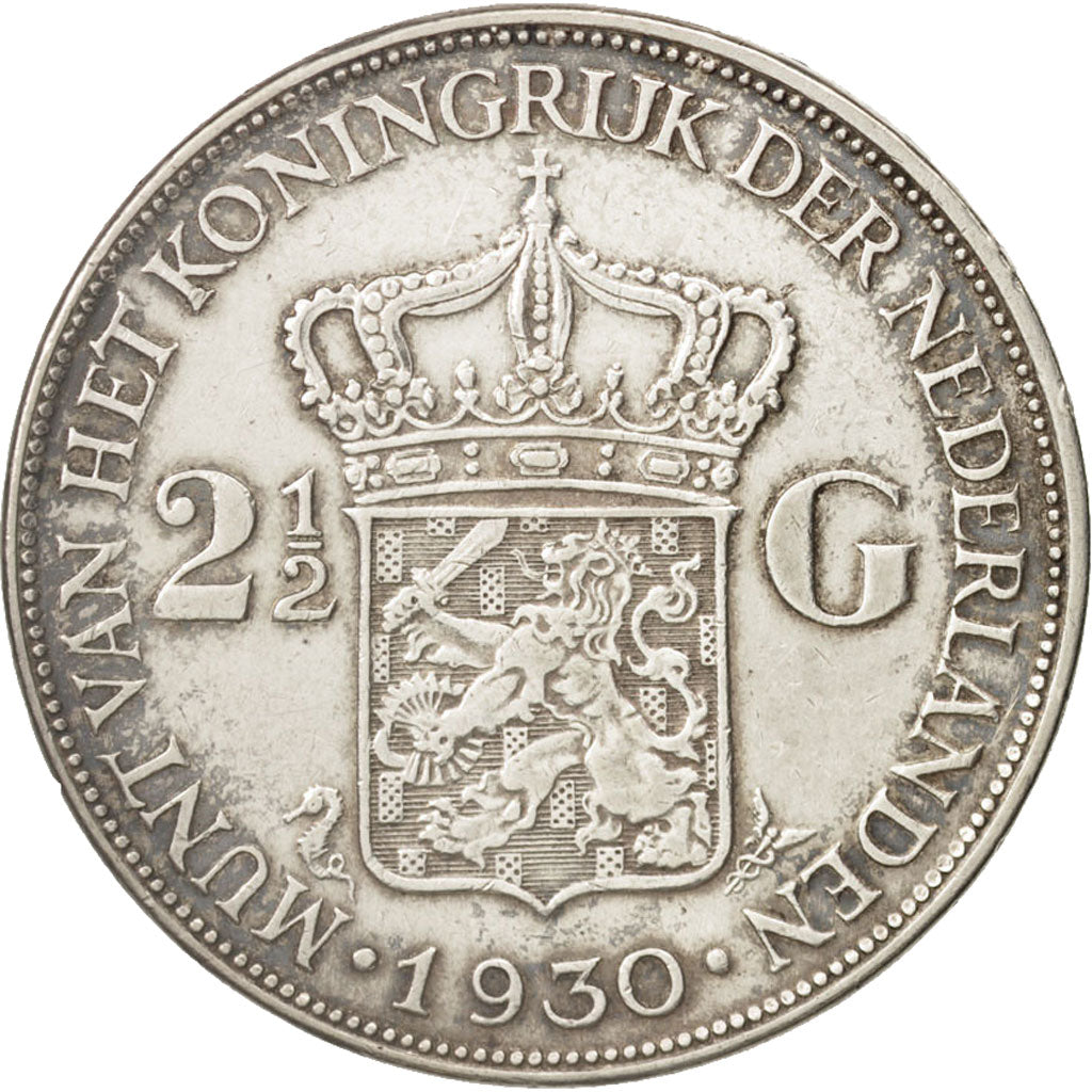 Coin, Netherlands, Wilhelmina I, 2-1/2 Gulden, 1930, EF(40-45), Silver, KM:165