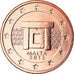 Malte, 5 Euro Cent, 2013, SPL, Copper Plated Steel, KM:New