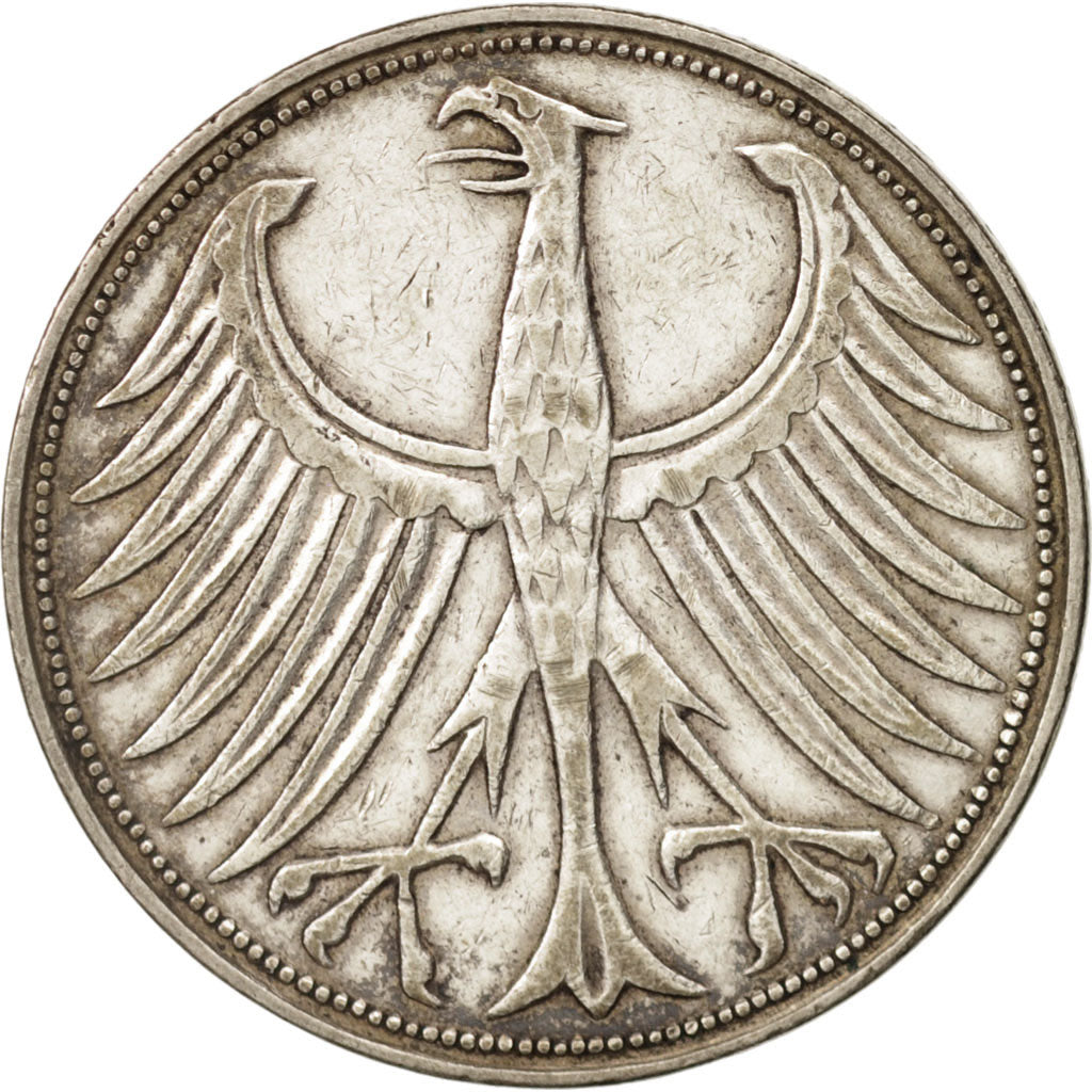 GERMANY - FEDERAL REPUBLIC, 5 Mark, 1951, EF(40-45), Silver, KM:112.1