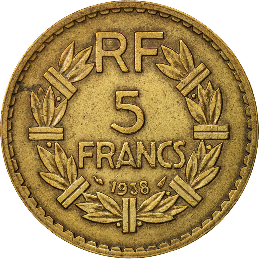 Coin, France, Lavrillier, 5 Francs, 1938, AU(50-53), Aluminum-Bronze, KM:888a.1