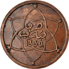 Moneta, Marocco, Yusuf, Muzuna, 1912, bi-Bariz, Paris, BB, Bronzo, KM:26
