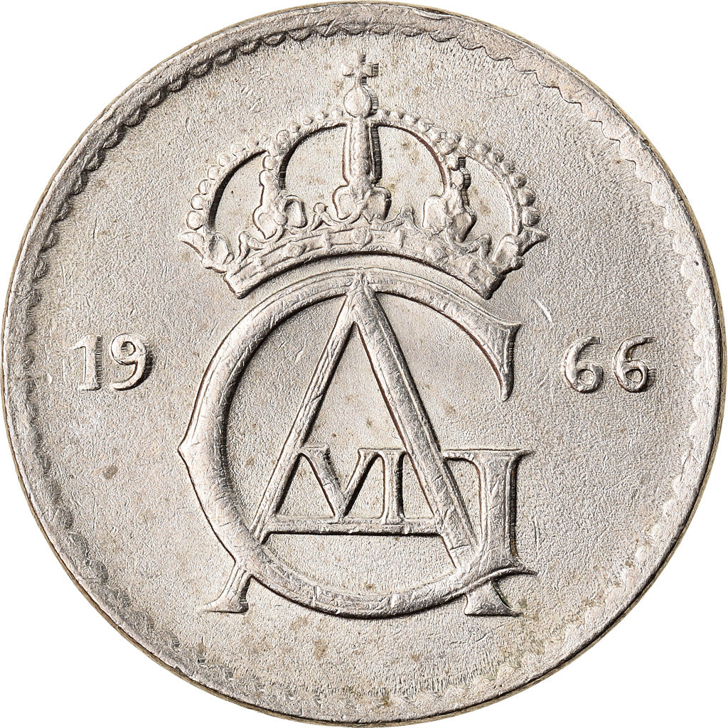 Münze, Schweden, Gustaf VI, 25 Öre, 1966, SS, Copper-nickel, KM:836