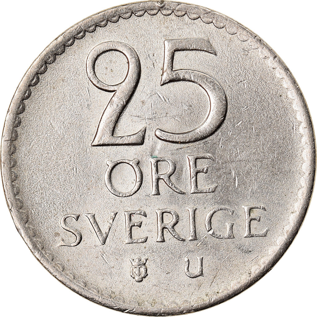 Münze, Schweden, Gustaf VI, 25 Öre, 1966, SS, Copper-nickel, KM:836