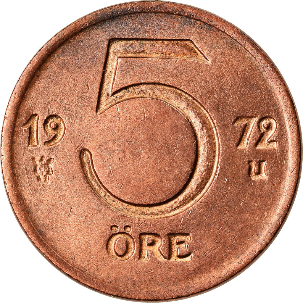 Münze, Schweden, Gustaf VI, 5 Öre, 1972, VZ, Bronze, KM:845