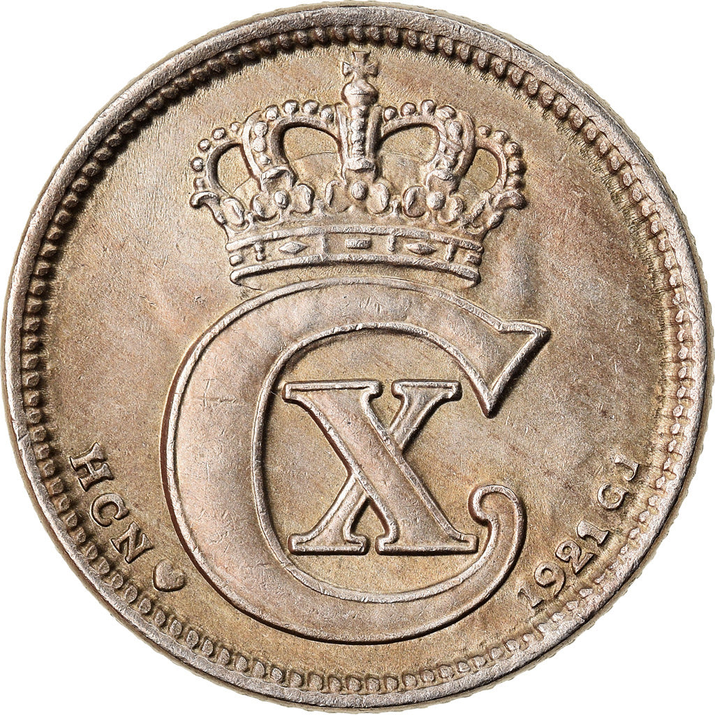 Coin, Denmark, Christian X, 10 Öre, 1921, Copenhagen, AU(50-53), Copper-nickel