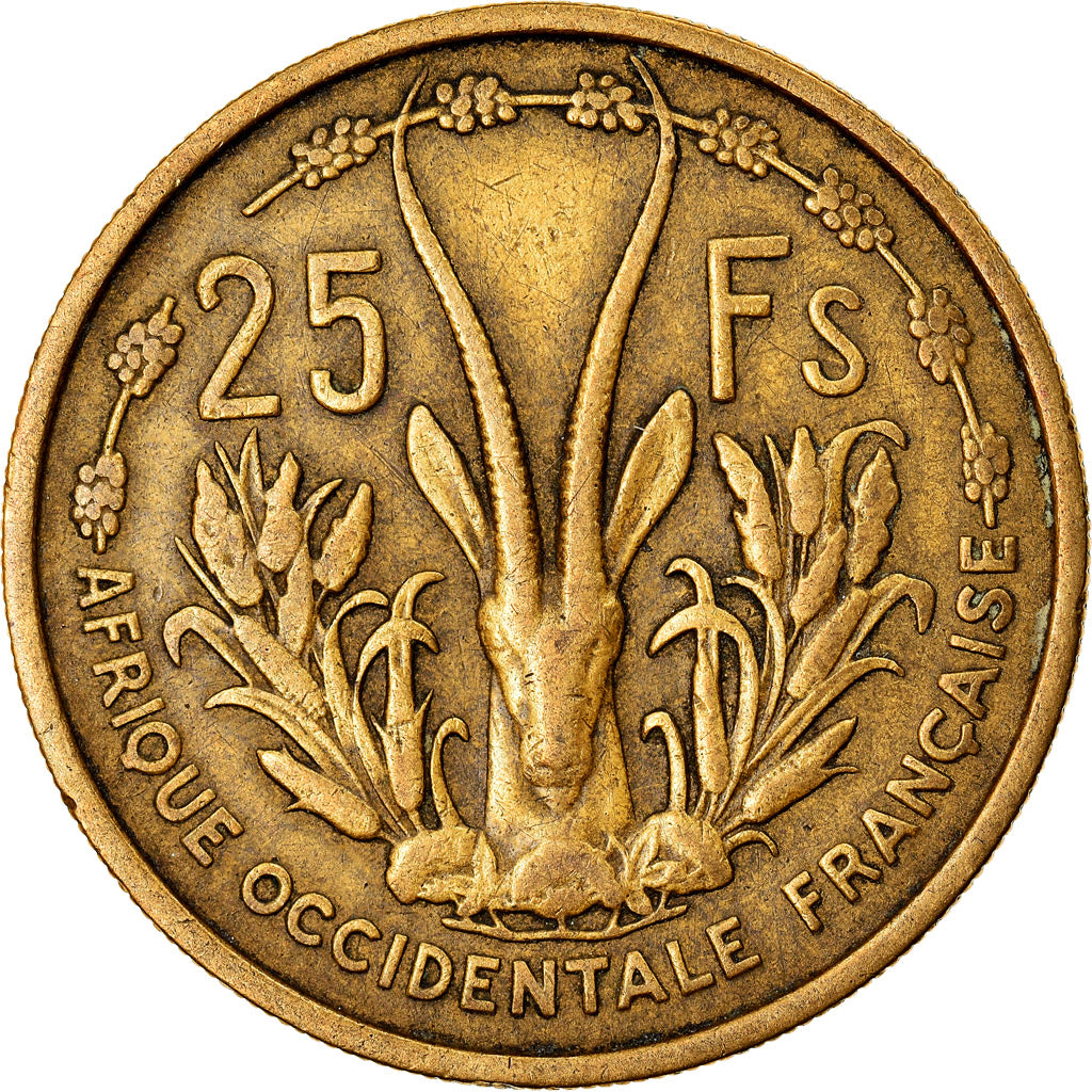 Moneda, África oriental francesa, 25 Francs, 1956, MBC, Aluminio - bronce