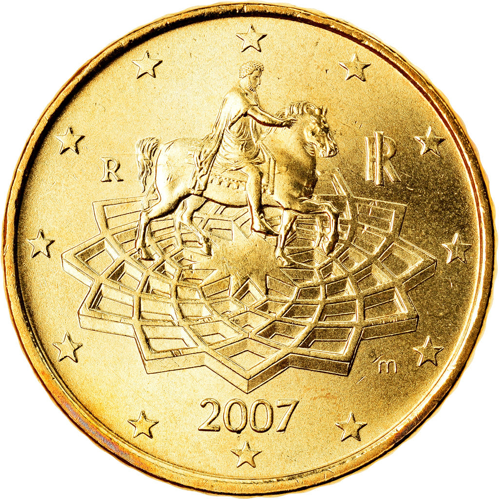 Italy, 50 Euro Cent, 2007, Rome, MS(63), Brass, KM:215