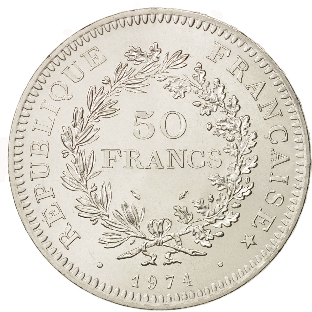 Coin, France, Hercule, 50 Francs, 1974, Paris, MS(63), Silver, KM:941.1