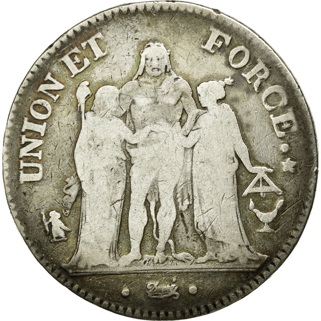 Münze, Frankreich, Union et Force, 5 Francs, 1798, Bordeaux, S, Silber