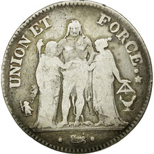 Münze, Frankreich, Union et Force, 5 Francs, 1798, Bordeaux, S, Silber