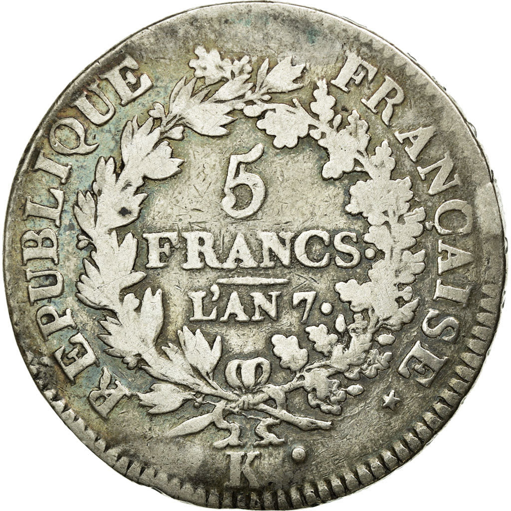 Münze, Frankreich, Union et Force, 5 Francs, 1798, Bordeaux, S, Silber