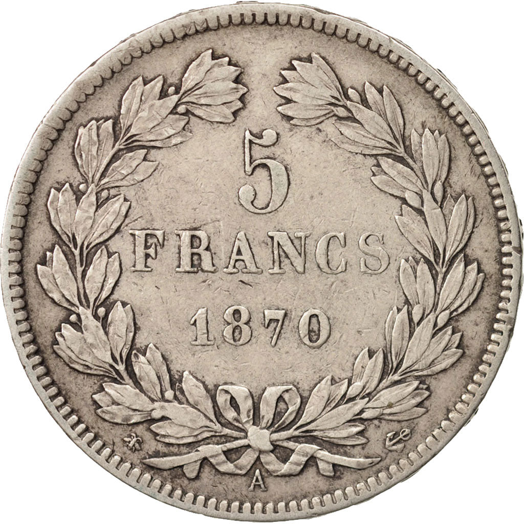 France, Cérès, 5 Francs, 1870, Paris, VF(30-35), Silver, KM:818.1, Gadoury:742