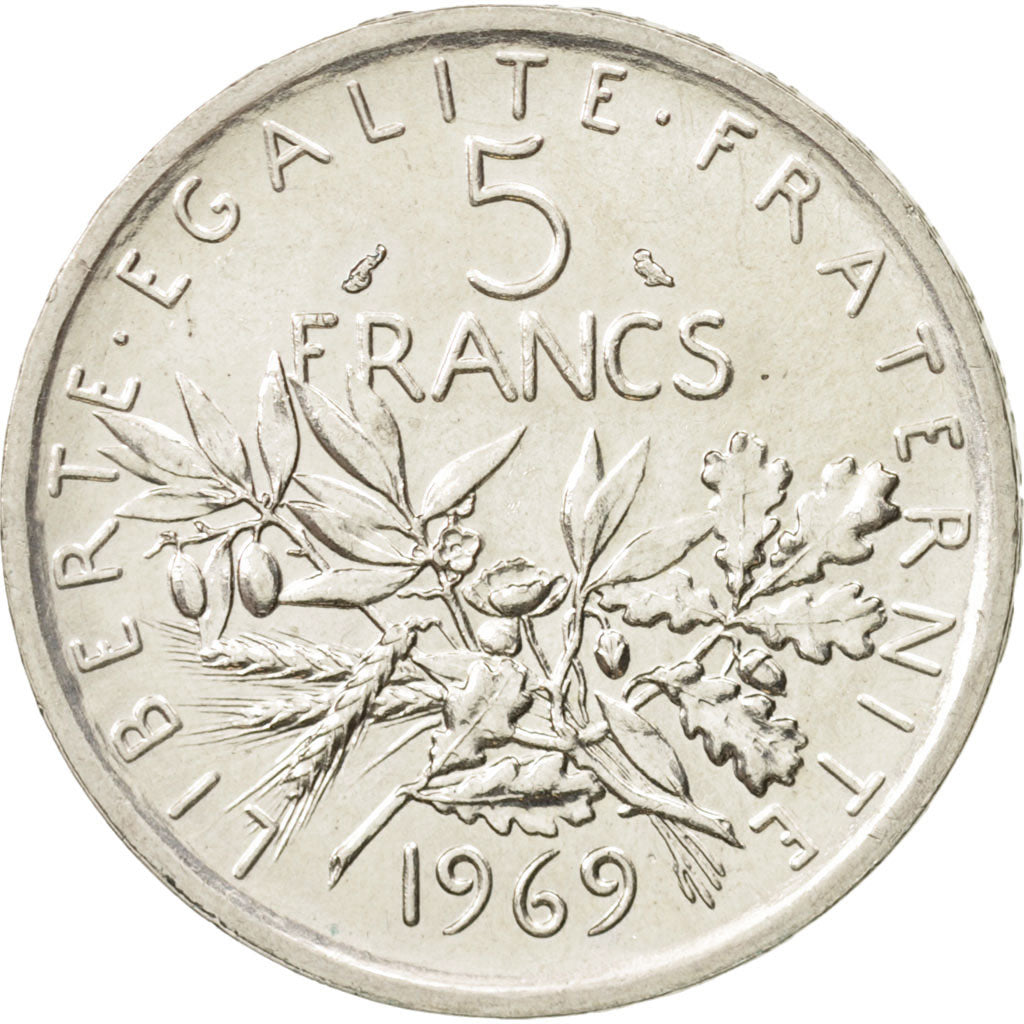 Coin, France, Semeuse, 5 Francs, 1969, MS(63), Silver, KM:926, Gadoury:770