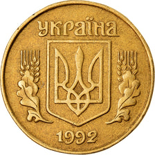 Moneta, Ucraina, 25 Kopiyok, 1992, BB, Alluminio-bronzo, KM:2.2