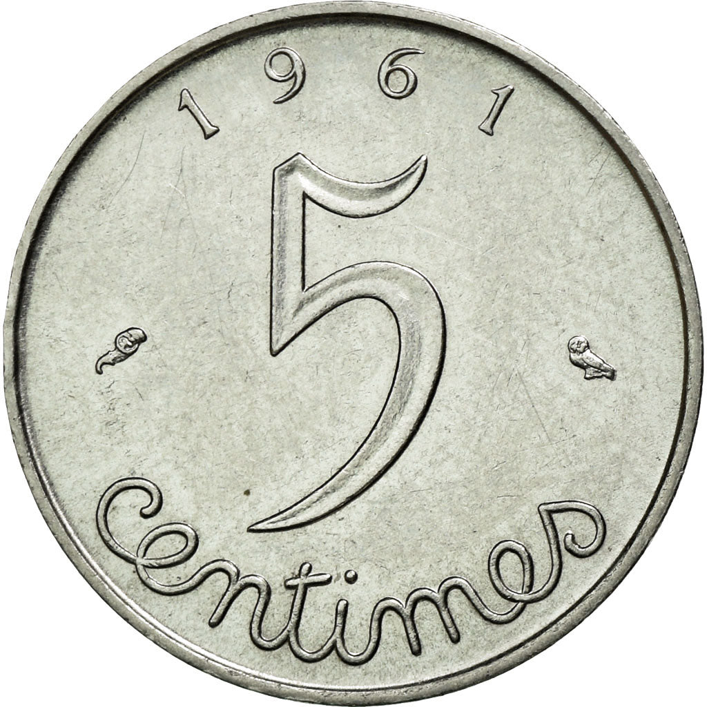 Coin, France, Épi, 5 Centimes, 1961, Paris, AU(55-58), Stainless Steel, KM:927