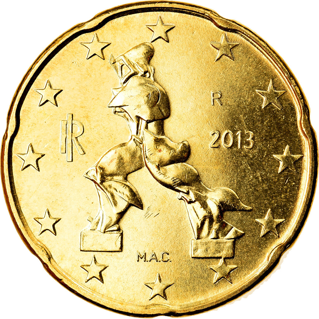 Italy, 20 Euro Cent, 2013, Rome, MS(63), Brass, KM:248