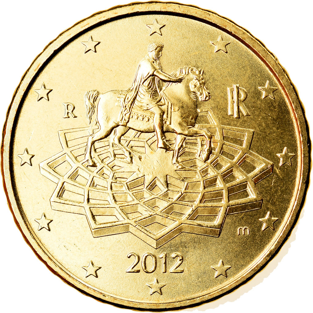 Italia, 50 Euro Cent, 2012, Rome, SC, Latón, KM:249