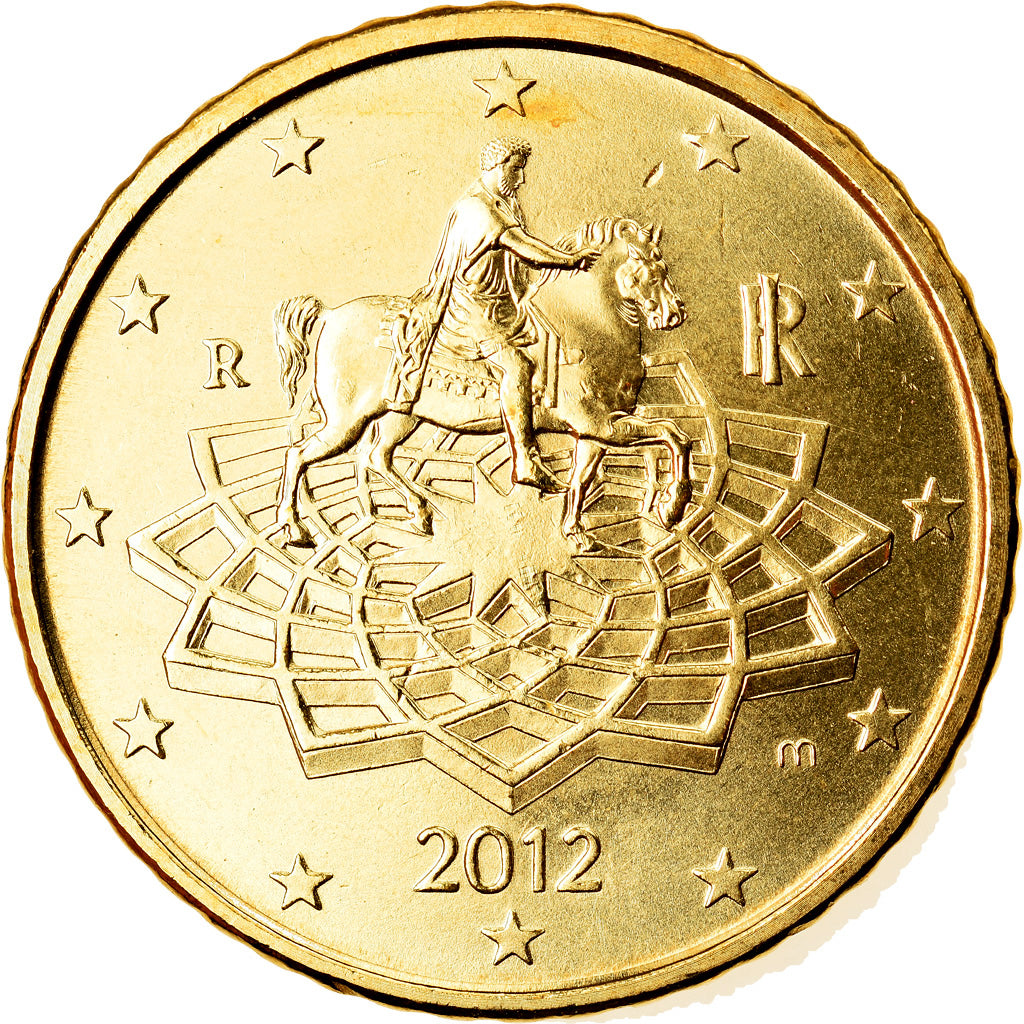 Italia, 50 Euro Cent, 2012, Rome, SC, Latón, KM:249