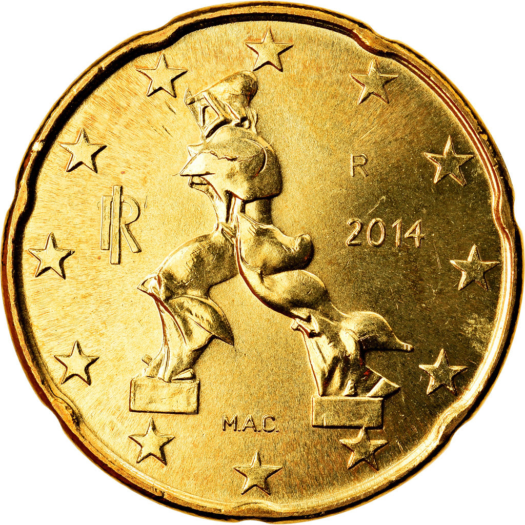 Italy, 20 Euro Cent, 2014, Rome, MS(63), Brass, KM:New