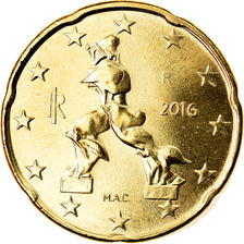 Italien, 20 Euro Cent, 2016, UNZ, Messing, KM:New