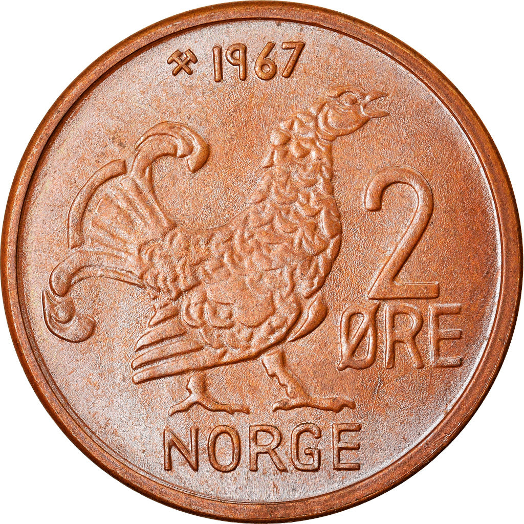 Coin, Norway, Olav V, 2 Öre, 1967, MS(63), Bronze, KM:410