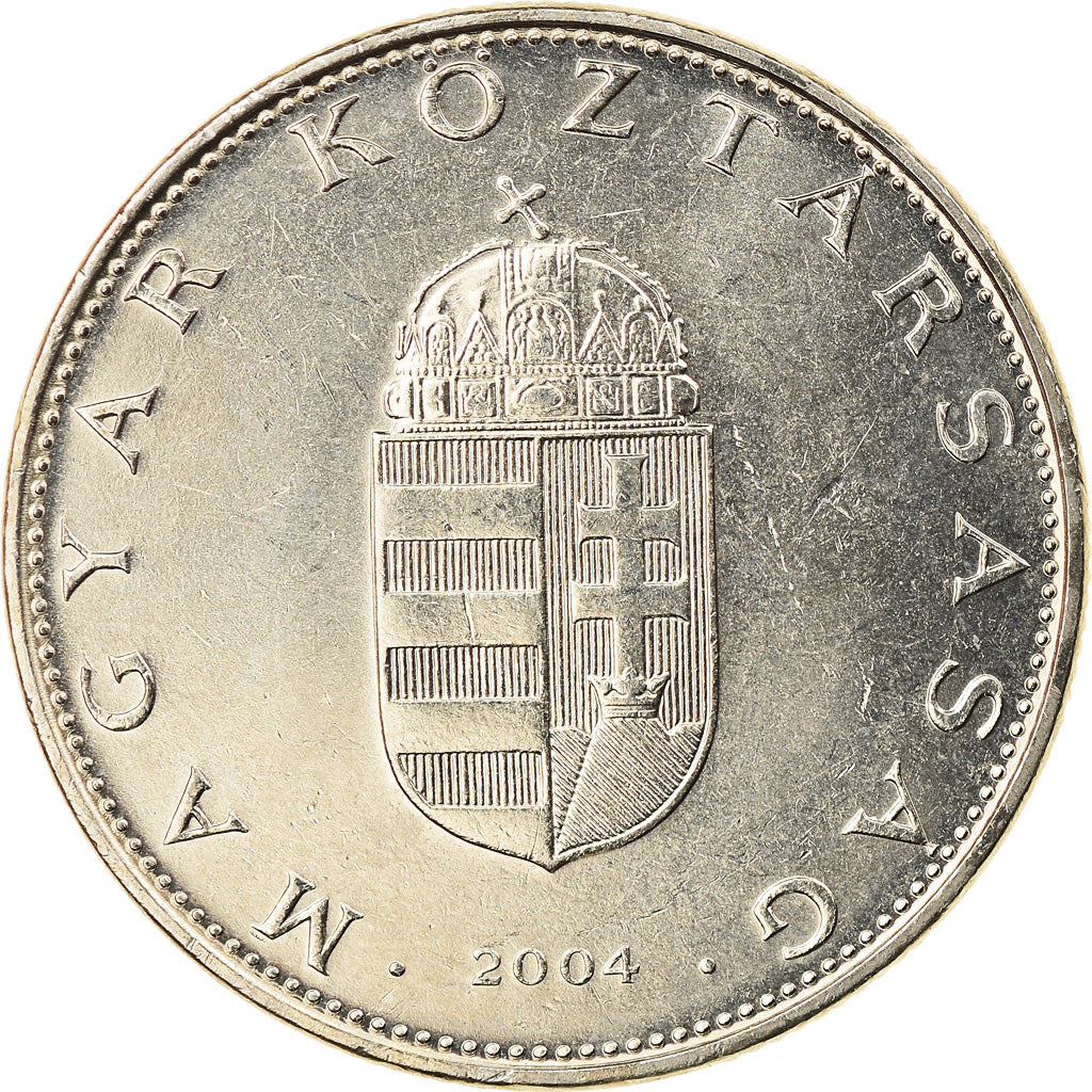 Munten, Hongarije, 10 Forint, 2004, ZF+, Copper-nickel, KM:695