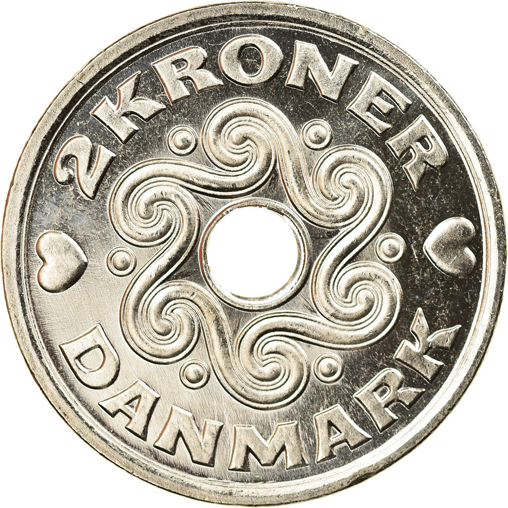 Coin, Denmark, Margrethe II, 2 Kroner, 2008, Brondby, MS(63), Copper-nickel